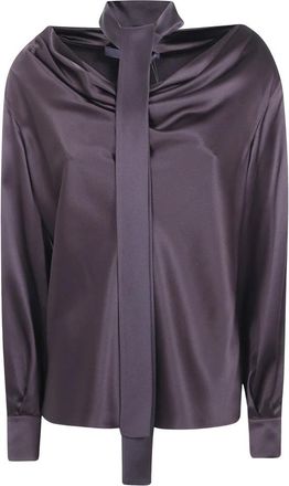 Max Mara Fiocchi Zijde Klassiek Shirt - Dames - Blouses - Paars - XS - Overhemden