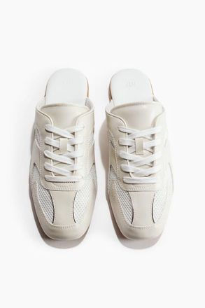 H&M Trainer-style Leather Mules in Light Beige/white at Nordstrom, Size 7