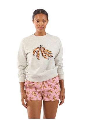Le Superbe Beaded Bananas Sweatshirt In Heather Gray