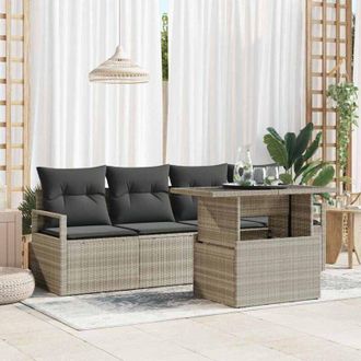 vidaXL Conjunto De Sof&aacute; De Jard&iacute;n 5 Pcs Gris Claro Polirat&aacute;n Vidaxl