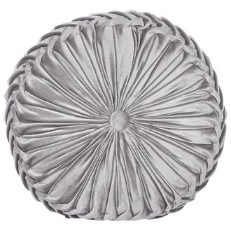 Beliani Coj&iacute;n De Terciopelo Gris 40 Cm Pliegues Accesorio Minimalista Moderno Udala