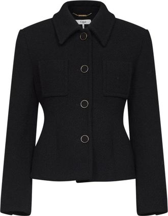 Chlo&eacute; Peplum wollen jas - Dames - Zomerjassen - Zwart - M - Wol - Jassen