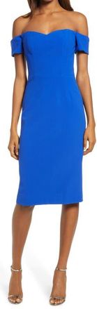 Dress The Population Bailey Off the Shoulder Body-Con Dress in Electric Blue at Nordstrom, Size Xx-Small
