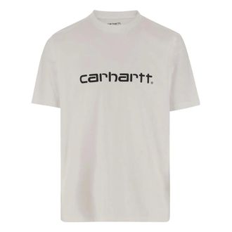 Carhartt Work in Progress Carhartt Wip, T-Shirts, male, White, Size: L Script T-Shirt in White/Black