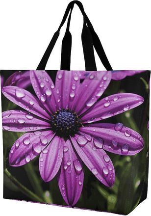 Generic Purple Daisy Tote Bag Large Capacity Women Handbag Handle Tote Bags For Ladies College Travel