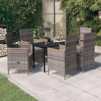 vidaXL Juego De Comedor De Jard&iacute;n 7 Piezas Con Cojines Gris Vidaxl