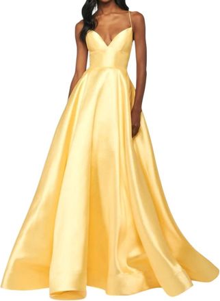 Sherri Hill Open Back Ball Prom Dress In Yellow