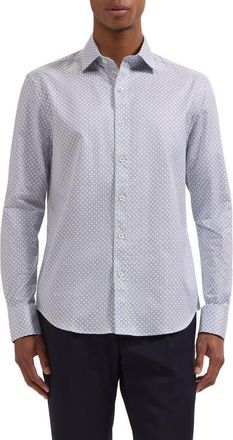 Bugatchi Axel Shaped Fit Geo Floral Cotton Button-Up Shirt in Navy at Nordstrom, Size Xxx-Large