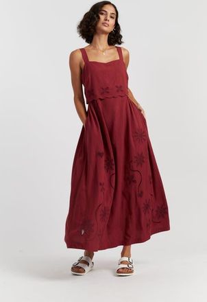 Chinti and Parker Sienna Linen-Blend Broderie Summer Dress at Nordstrom, Size 10