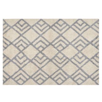 Beliani Alfombra De Algod&oacute;n Beige Claro Gris 140 X 200 Cm Hecho A Mano Dormitorio Nevsehir