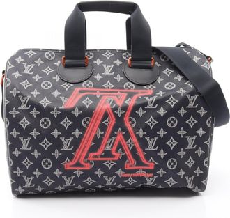 Louis Vuitton Navy Red Color White Boston Bag (Pre-Owned)