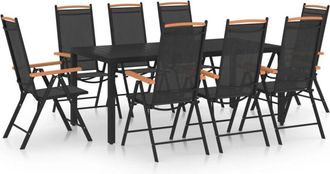 vidaXL Juego De Comedor De Jard&iacute;n 9 Piezas Aluminio Negro Vidaxl