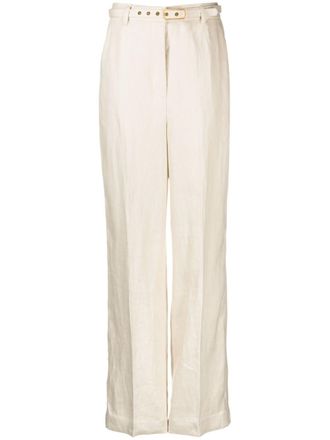Zimmermann Matchmaker straight-leg linen trousers - Neutrals