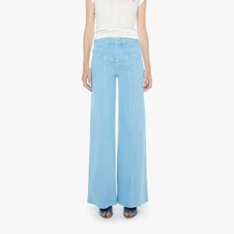 Mother Sunny Hustler Roller Wide Leg Jeans In Heritage Blue