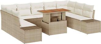 vidaXL Vidaxl - Conjunto De Comedor De Jard&iacute;n Con Coj&iacute;n 10 Pcs Beige, Crema