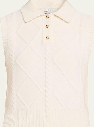 Vince Cable-Knit Polo Vest