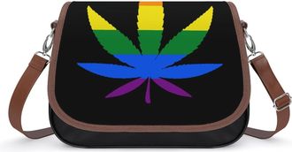 Generic LGBT Weed Gay Proud Womens Crossbody Bag Fashion Shoulder Handbags Message Tote Bag with Adjustable Strap