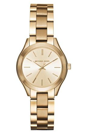 Michael Kors Slim Runway Bracelet Watch, 33mm in Gold at Nordstrom