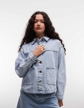 Noisy May Giacca squadrata in denim azzurro-Blu