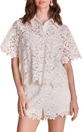 endless rose Lace Collar Shirt in Ivory at Nordstrom, Size X-Small