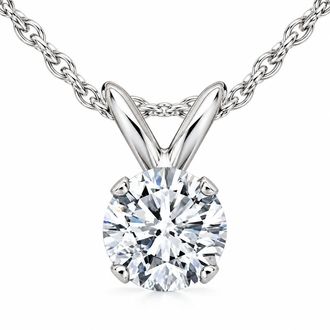 Pompeii3 1/2Ct Diamond Solitaire Pendant Necklace 14k White Or Yellow Gold Lab Grown