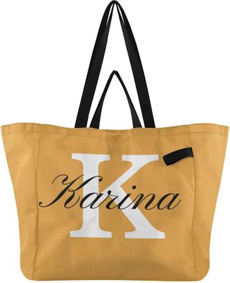 Generic Custom Mustard Yellow print Reusable Canvas Tote Bag, Heavy Duty Grocery Shopping Bag with Double Handles Large Capacity Hard Bottom Work Groceries Tr