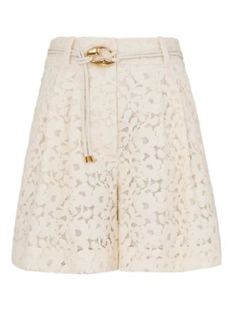 Zimmermann Illuminate shorts - women - Cotton/Polyamide/Cotton - 2 - Neutrals