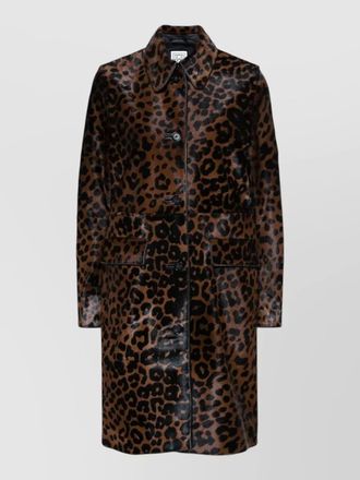 Toteme leopard-print calf leather above-knee coat