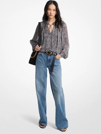 Michael Kors Metallic Printed Georgette Blouse