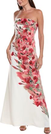 Badgley Mischka Floral Placement Strapless Column Gown