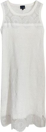 Fendi White Textured Knit & Lace Shift Dress Size M