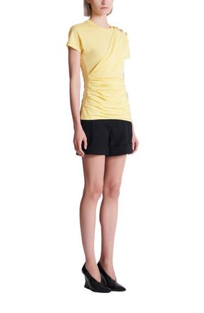 Balmain Draped T-shirt with buttons in Yellow at Nordstrom, Size X-Small