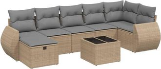 vidaXL Juego De Sof&aacute;s Jard&iacute;n Con Cojines Beige Mezcla 8 Pzas Rat&aacute;n Pe Vidaxl