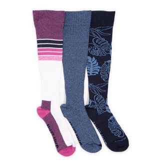 Muk Luks Cotton Rib Compression Knee-High Socks 3 Pair Pack in Indigo at Nordstrom