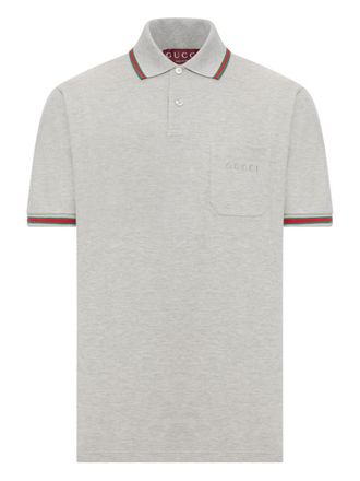 Gucci Web Detail Cotton Polo Shirt