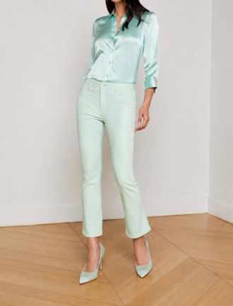 L'agence Tati High Rise Crop Micro Bootcut Jean In Pale Jade