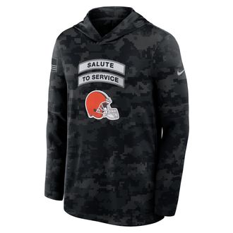 Nike Cleveland Browns Salute to Service Sideline Nike Mens Dri-FIT NFL Long-Sleeve Hooded Top in Black | 03B90ILOA28-YUN