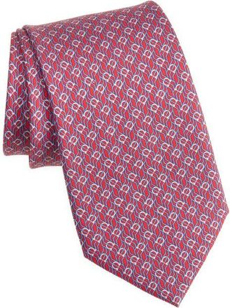 Ferragamo Tetris Gancini Silk Tie in Rosso at Nordstrom