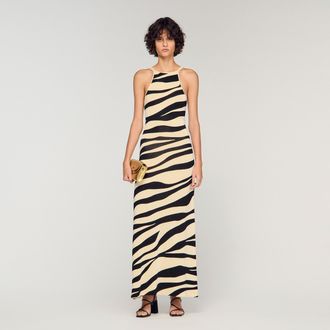 Sandro Zebra print knit maxi dress