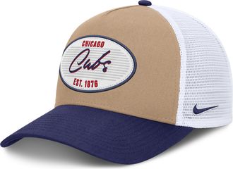 Nike Chicago Cubs Rise Nike Mens MLB A-Frame Trucker Adjustable Hat in Brown | NB1F0JP1EJ-G3T