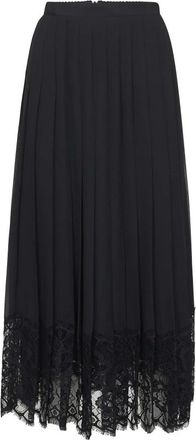 Dolce & Gabbana Geplooide chiffon rok - Dames - Midirokken - Zwart - S - Chiffon - Rokken