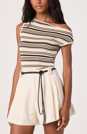 ASTR the Label Sofia Off the Shoulder Striped Sweater in Cream Brown Stripe at Nordstrom, Size X-Small