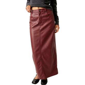 Free People City Slicker Faux Leather Maxi Skirt in Red Jasper at Nordstrom, Size 2