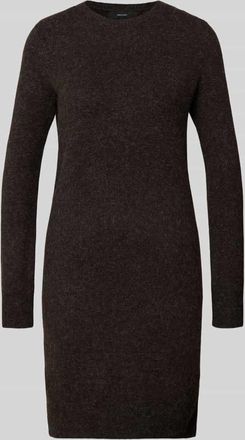 Vero Moda Fließendes Strickkleid mit langen Ärmeln Modell DOFFY in Dunkelbraun Melange, Größe XS
