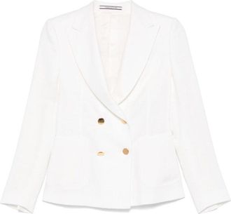 Tagliatore Double-Breasted White Jacket With American Rear Vent