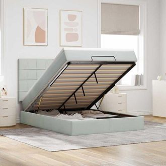 vidaXL Estructura Cama Otomana Colchones Gris Claro 140x190cm