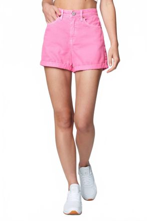 Blank NYC Perry Hi Waist Roll Up Jean Shorts In Pink Shadow