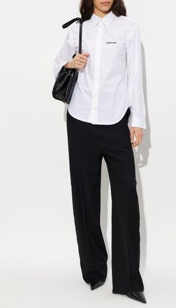 Balenciaga Shirt With Embroidered Logo, Womens, White