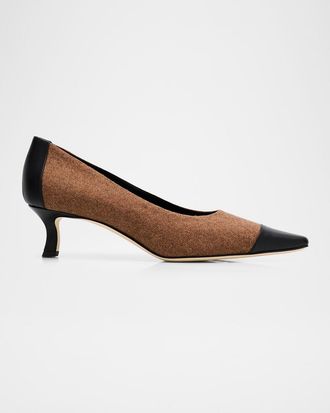 Manolo Blahnik Mionel Wool Bicolor Pumps