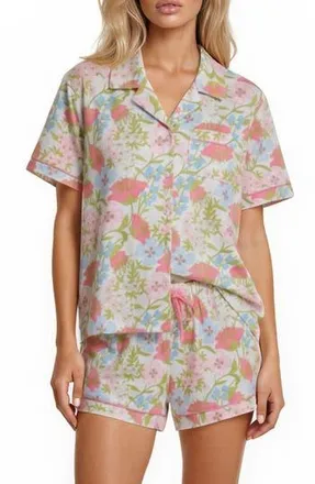 Vera Bradley Short Sleeve Notch Collar Pajamas in Ivory at Nordstrom Rack, Size X-Large